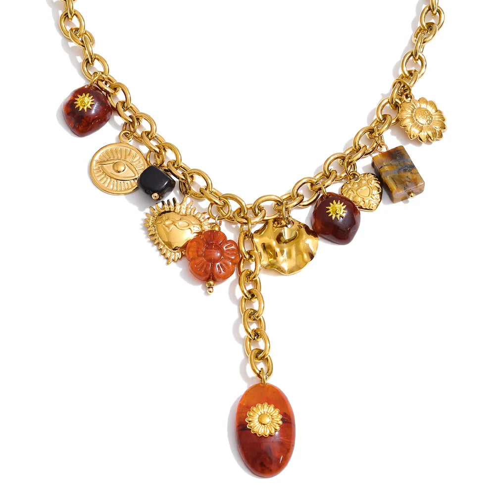 Isalene  Necklaces Gold Solstice Charm Necklace