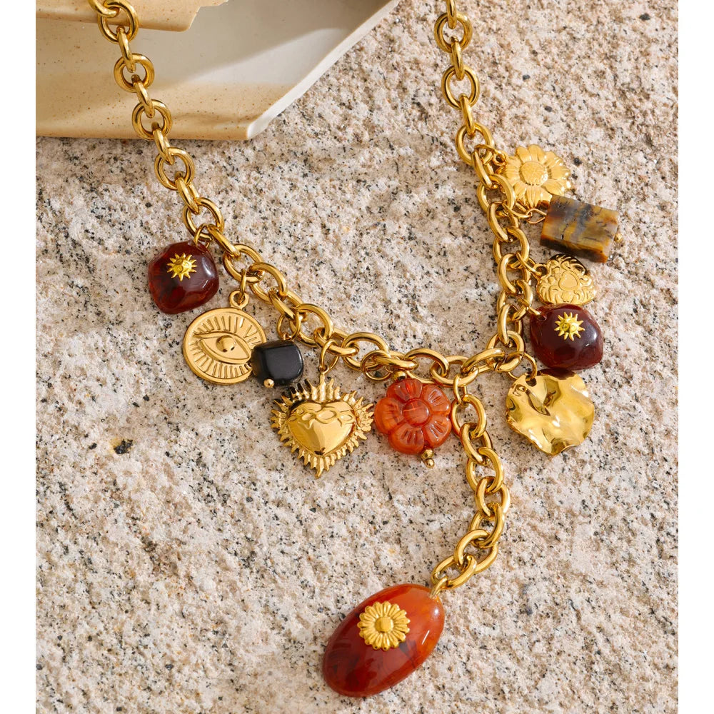 Isalene  Necklaces Gold Solstice Charm Necklace