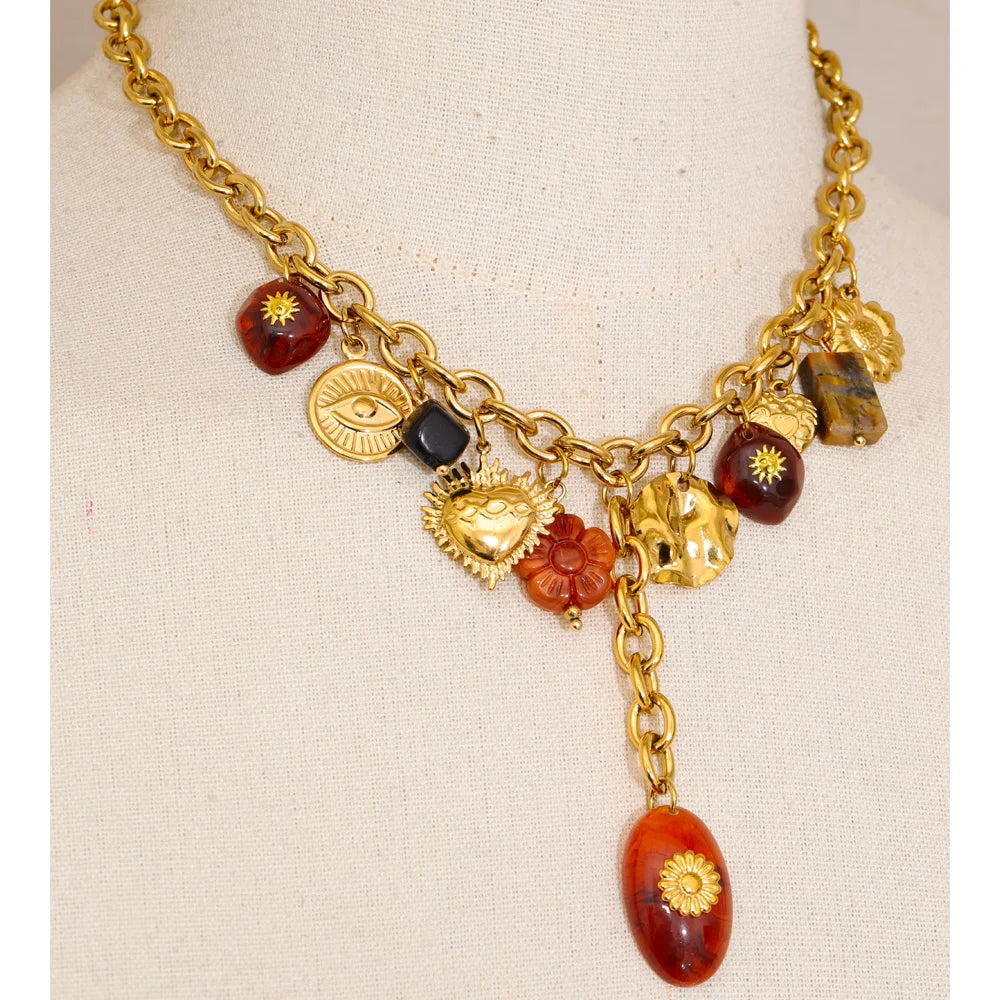 Isalene  Necklaces Gold Solstice Charm Necklace