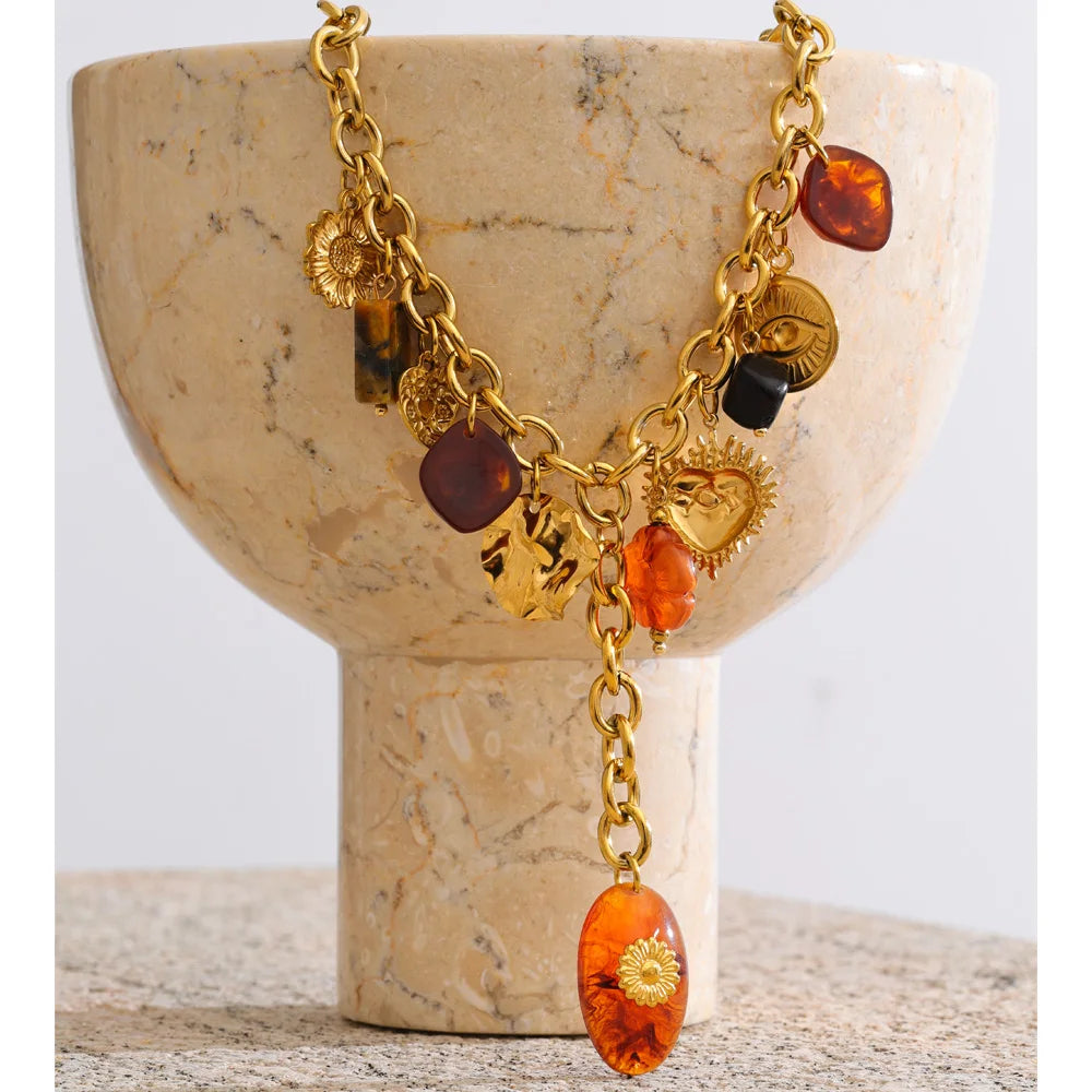 Isalene  Necklaces Gold Solstice Charm Necklace