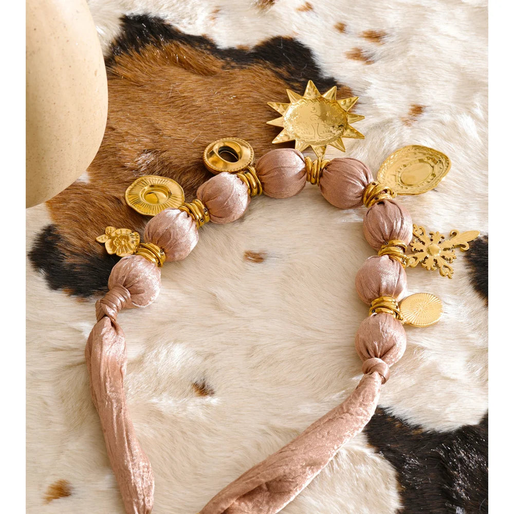 Isalene  Necklaces Gold Solstice Charm Silk Necklace