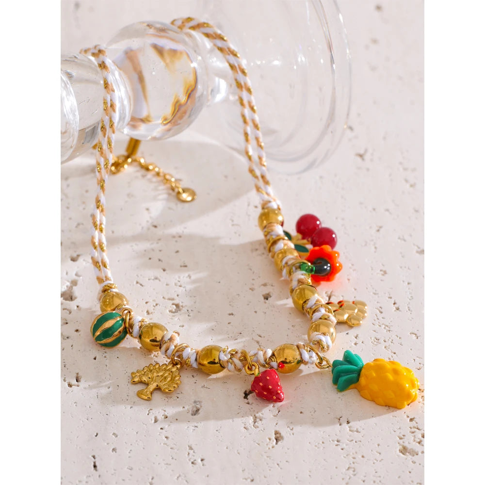 Isalene  Necklaces Gold Tutti Frutti Charm Necklace