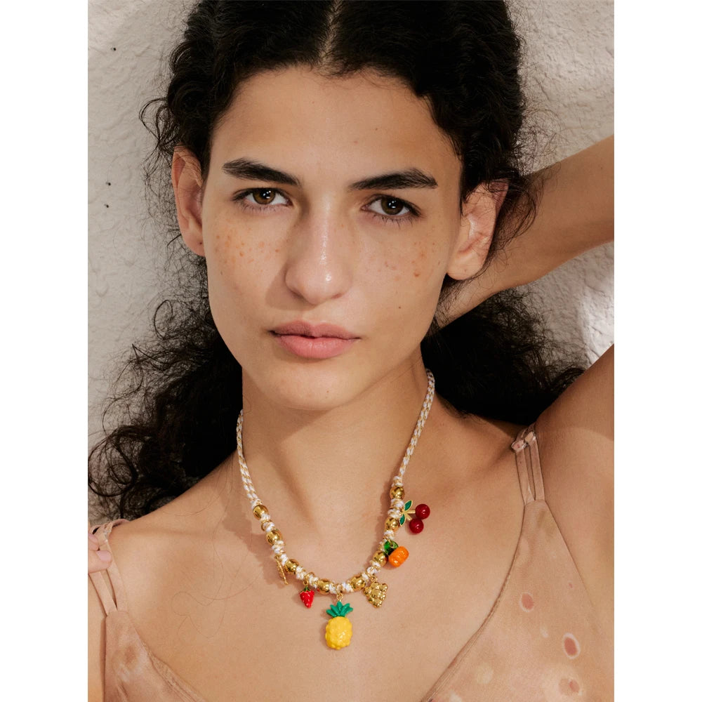 Isalene  Necklaces Gold Tutti Frutti Charm Necklace