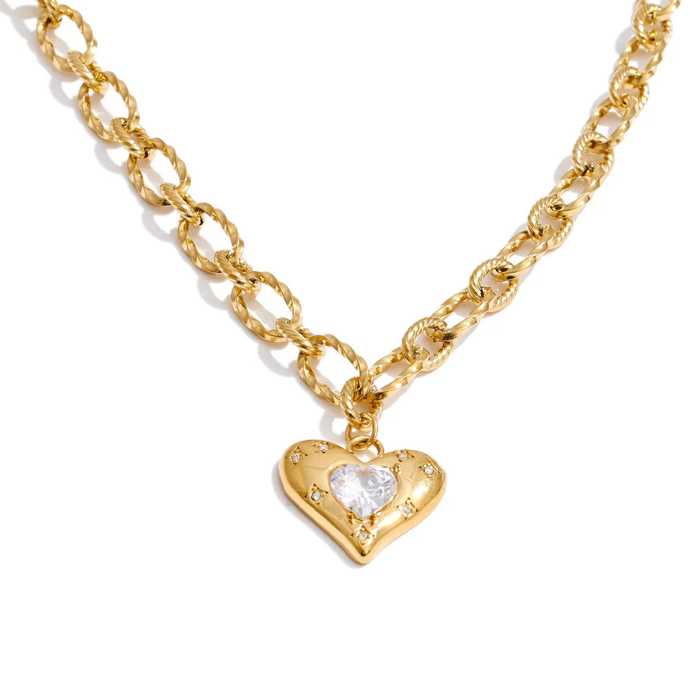 Isalene  Necklaces Gold Twist Heart Necklace