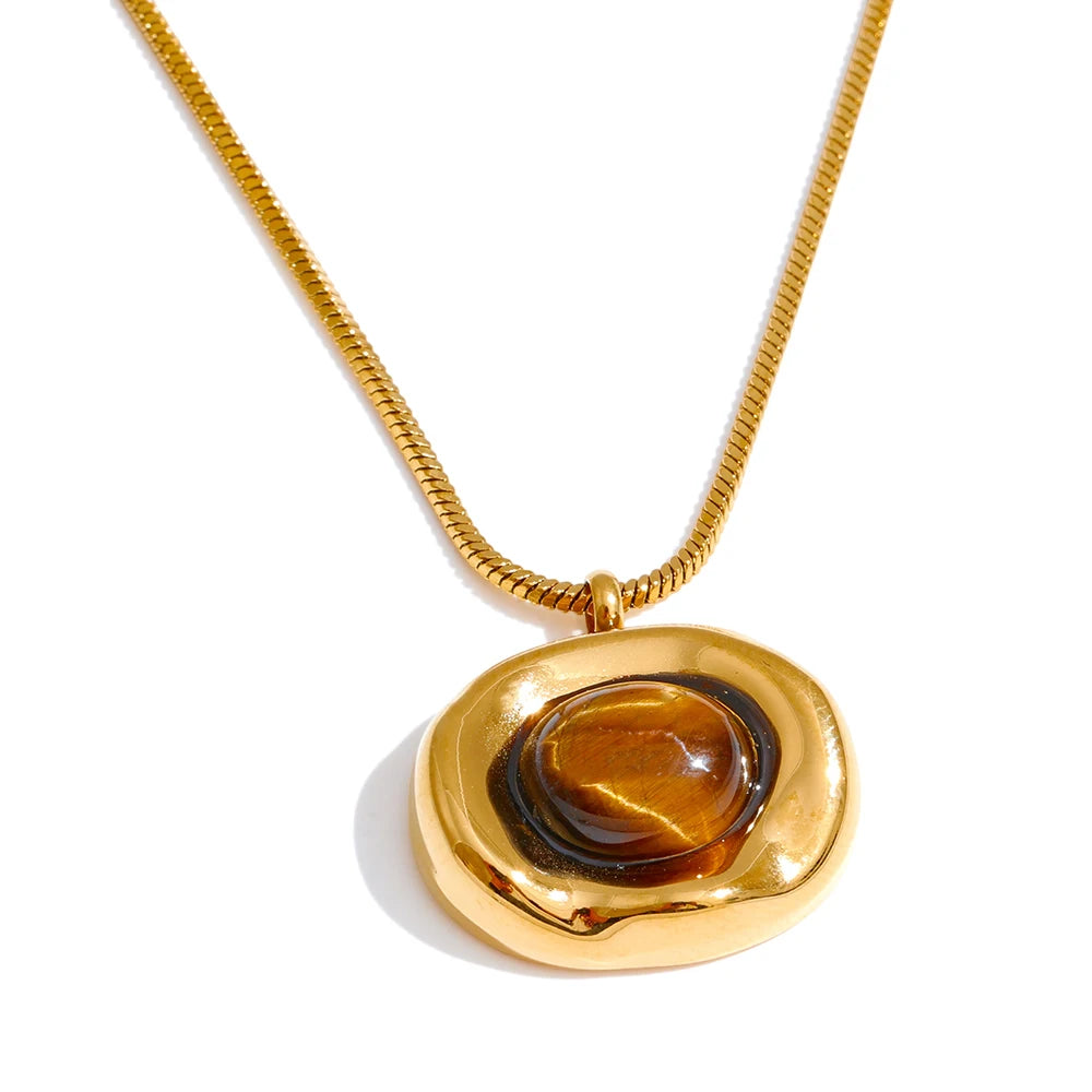 Isalene  Necklaces Gold Valencia Tiger Eye Necklace