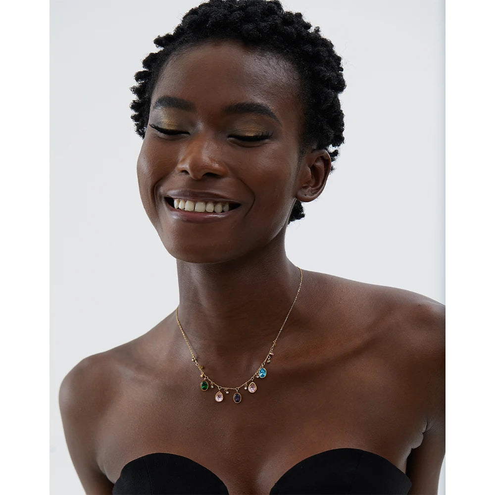 Isalene  Necklaces Gold Valentina Jewel Cascade Necklace