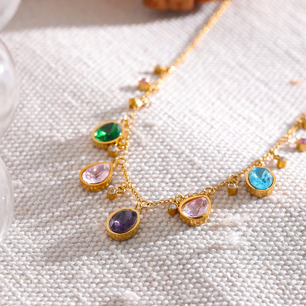 Isalene  Necklaces Gold Valentina Jewel Cascade Necklace