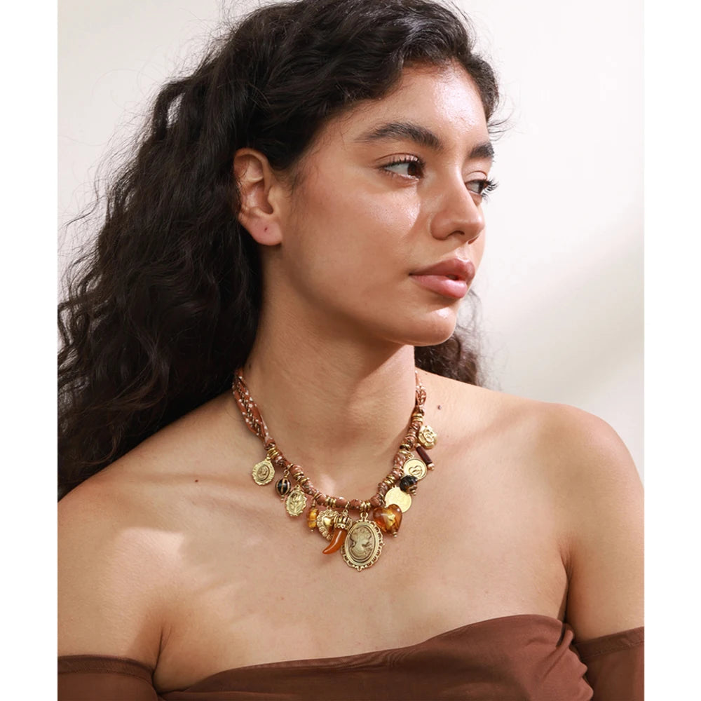 Isalene  Necklaces Gold Valerina Vintage Charm Necklace