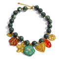 Isalene  Necklaces Gold Verdant Charm Beaded Necklace