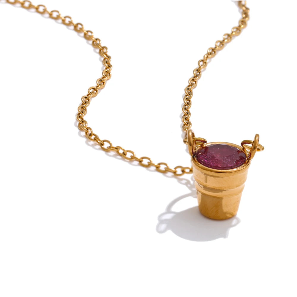 Isalene  Necklaces Gold Violetta Gem Necklace