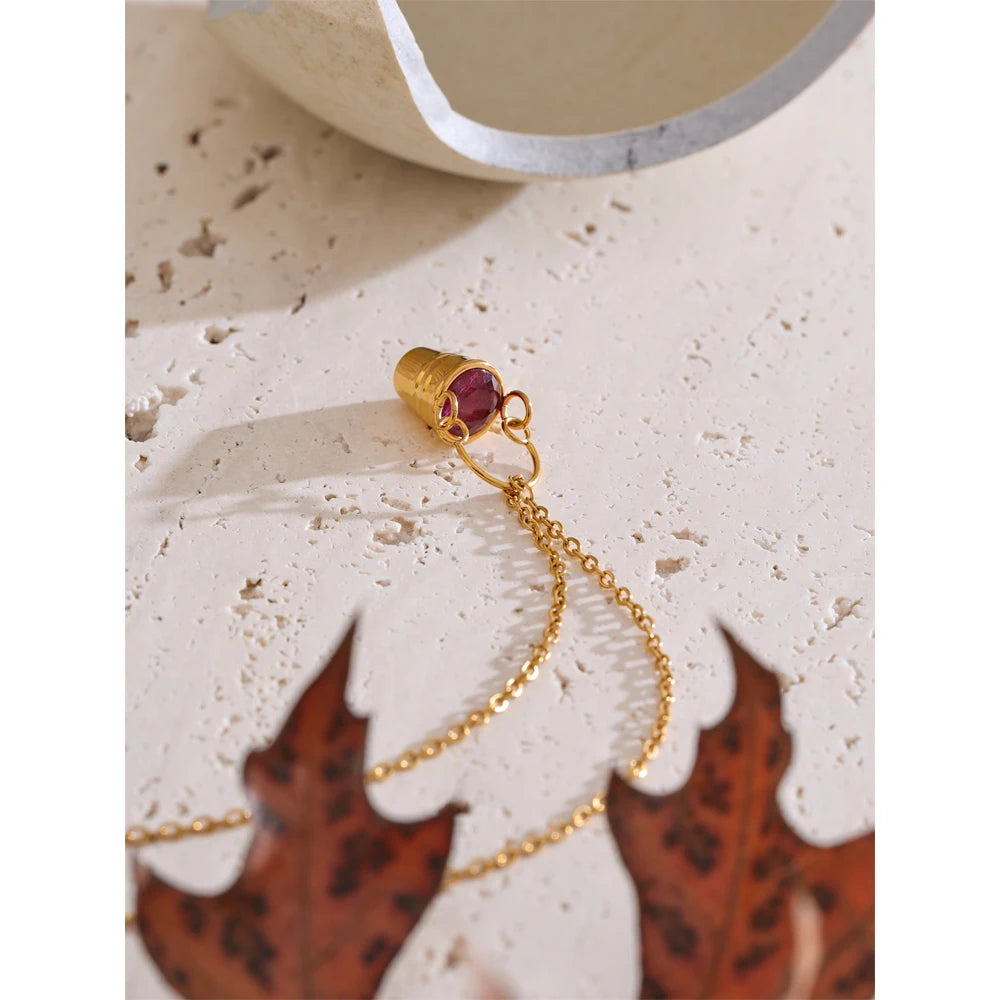 Isalene  Necklaces Gold Violetta Gem Necklace