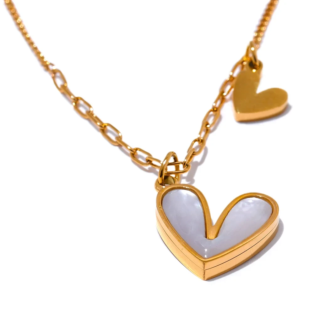 Isalene  Necklaces Gold / White Eternal Heart Pendant Necklace