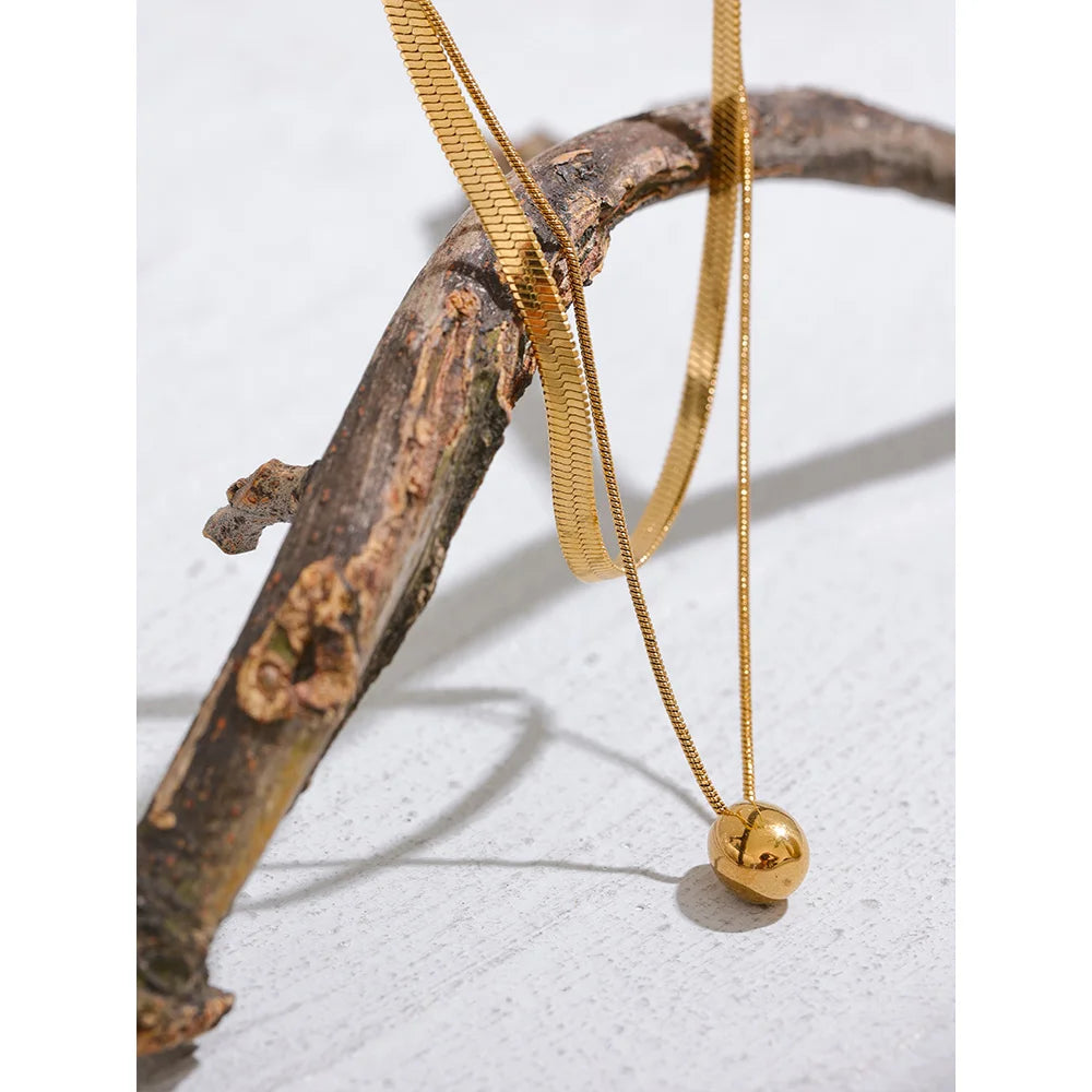 Isalene  Necklaces Luna Dual Chain Egg Pendant Necklace