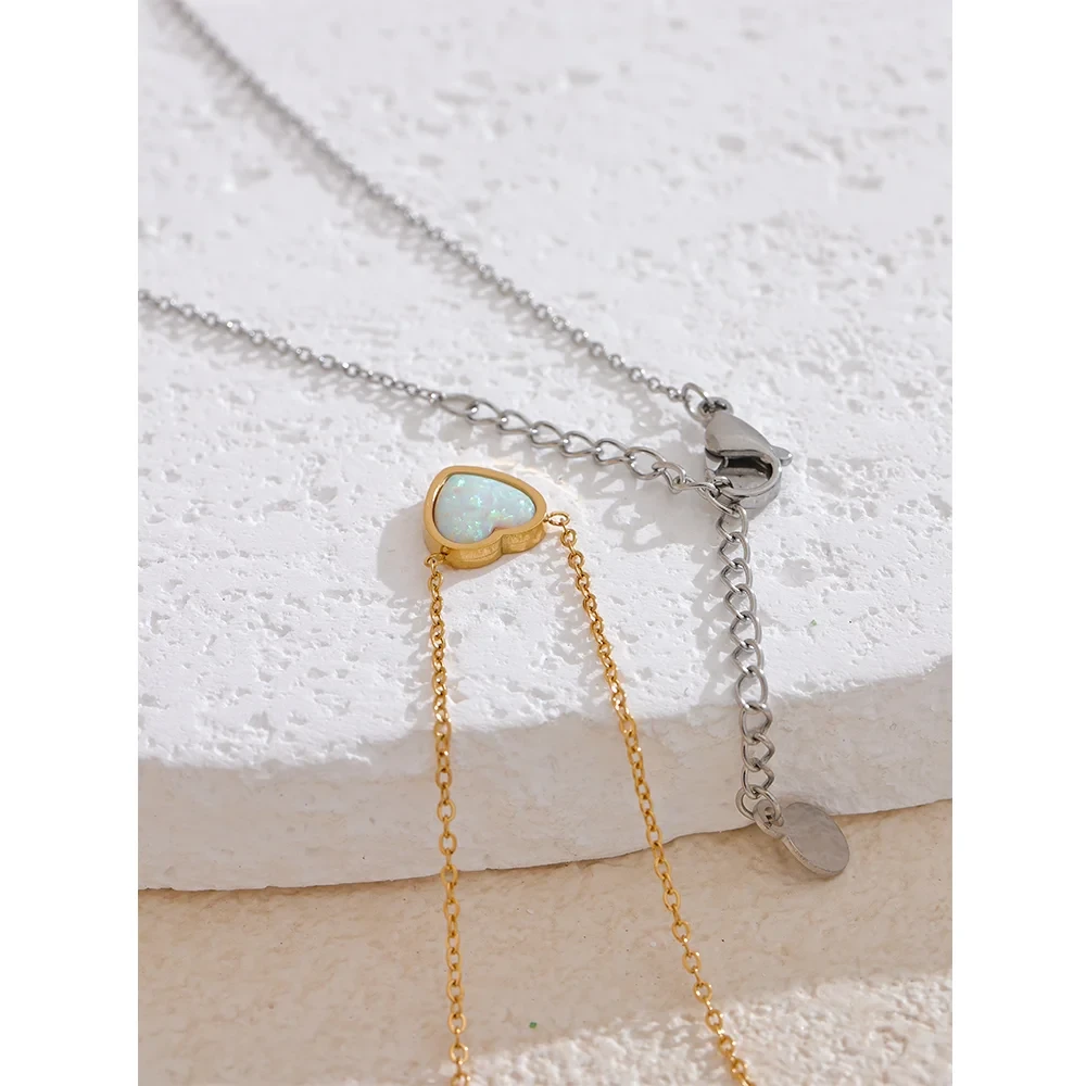 Isalene  Necklaces Opal Heart Necklace