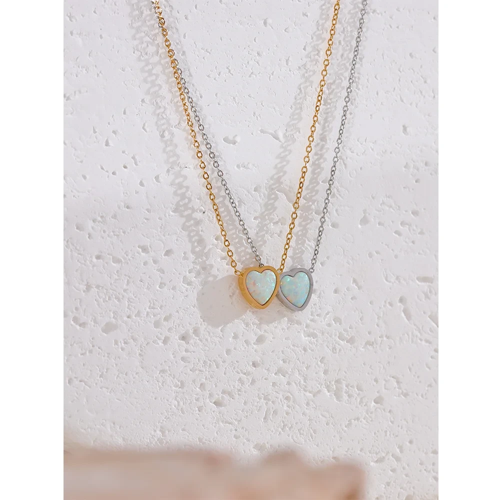 Isalene  Necklaces Opal Heart Necklace
