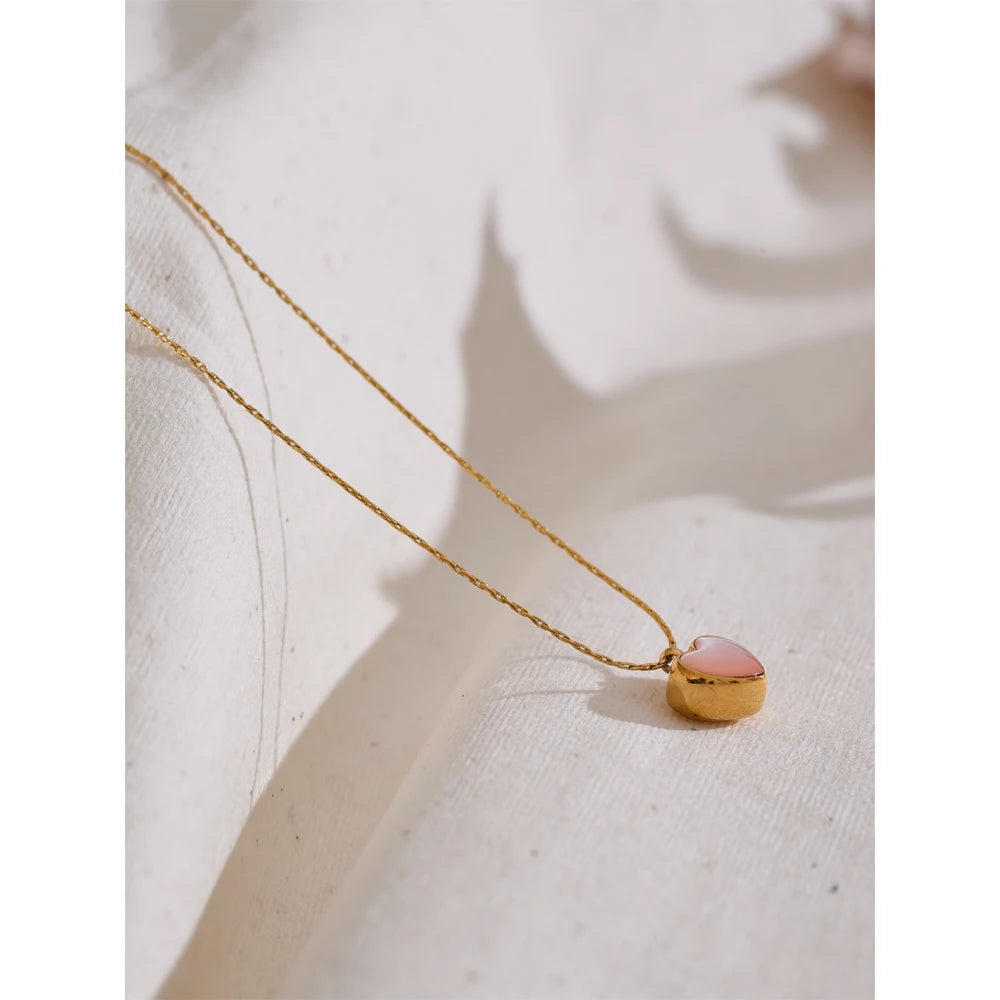 Isalene  Necklaces Pink Rosalie Heart Necklace