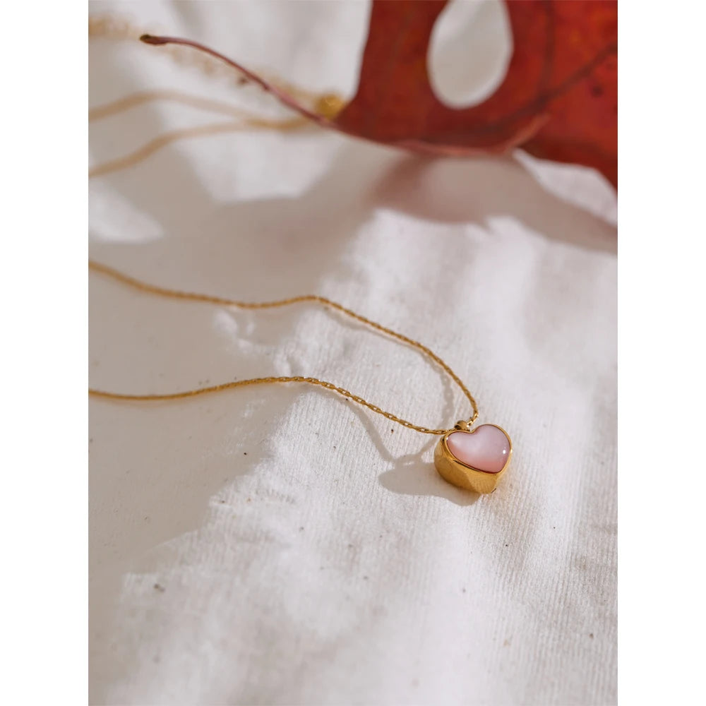Isalene  Necklaces Pink Rosalie Heart Necklace