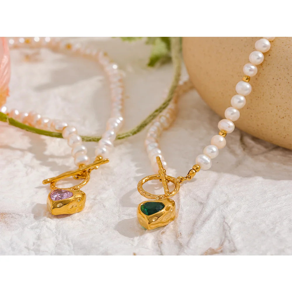 Isalene  Necklaces Rosalie Heart Pearl Necklace
