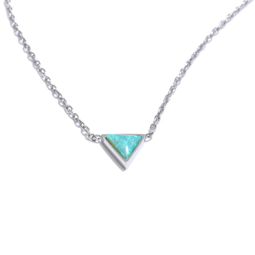 Isalene  Necklaces Silver Astra Opal Triangle Necklace