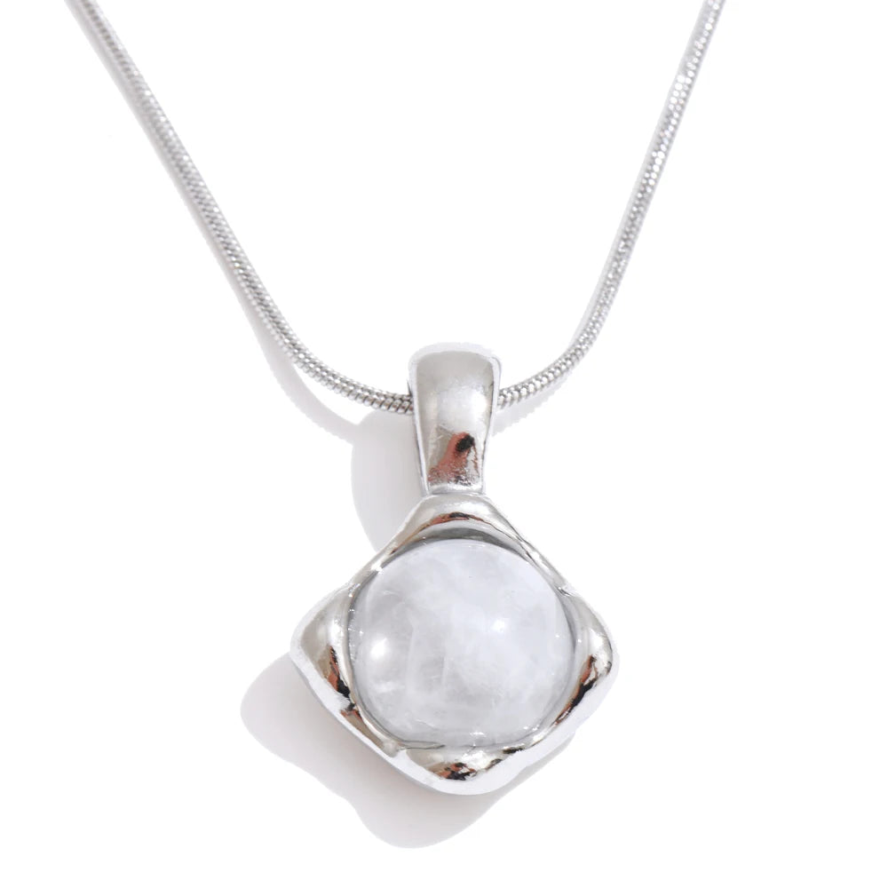 Isalene  Necklaces Silver Aurelia Stone Pendant Necklace