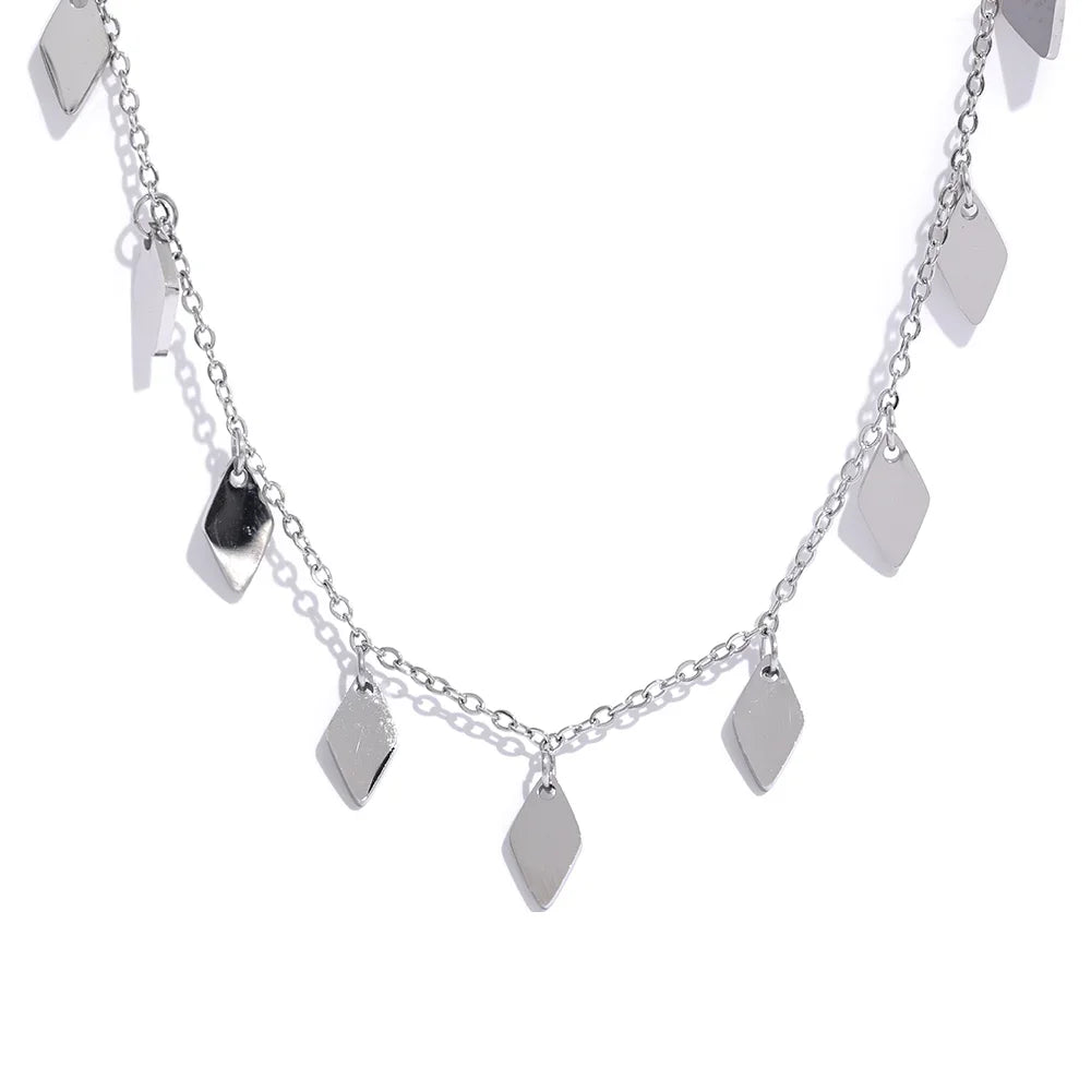 Isalene  Necklaces Silver Aurora Diamond Drop Necklace