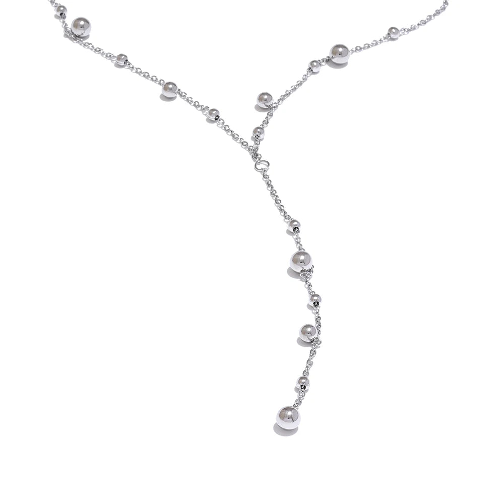 Isalene  Necklaces Silver Aurora Drop Lariat Necklace
