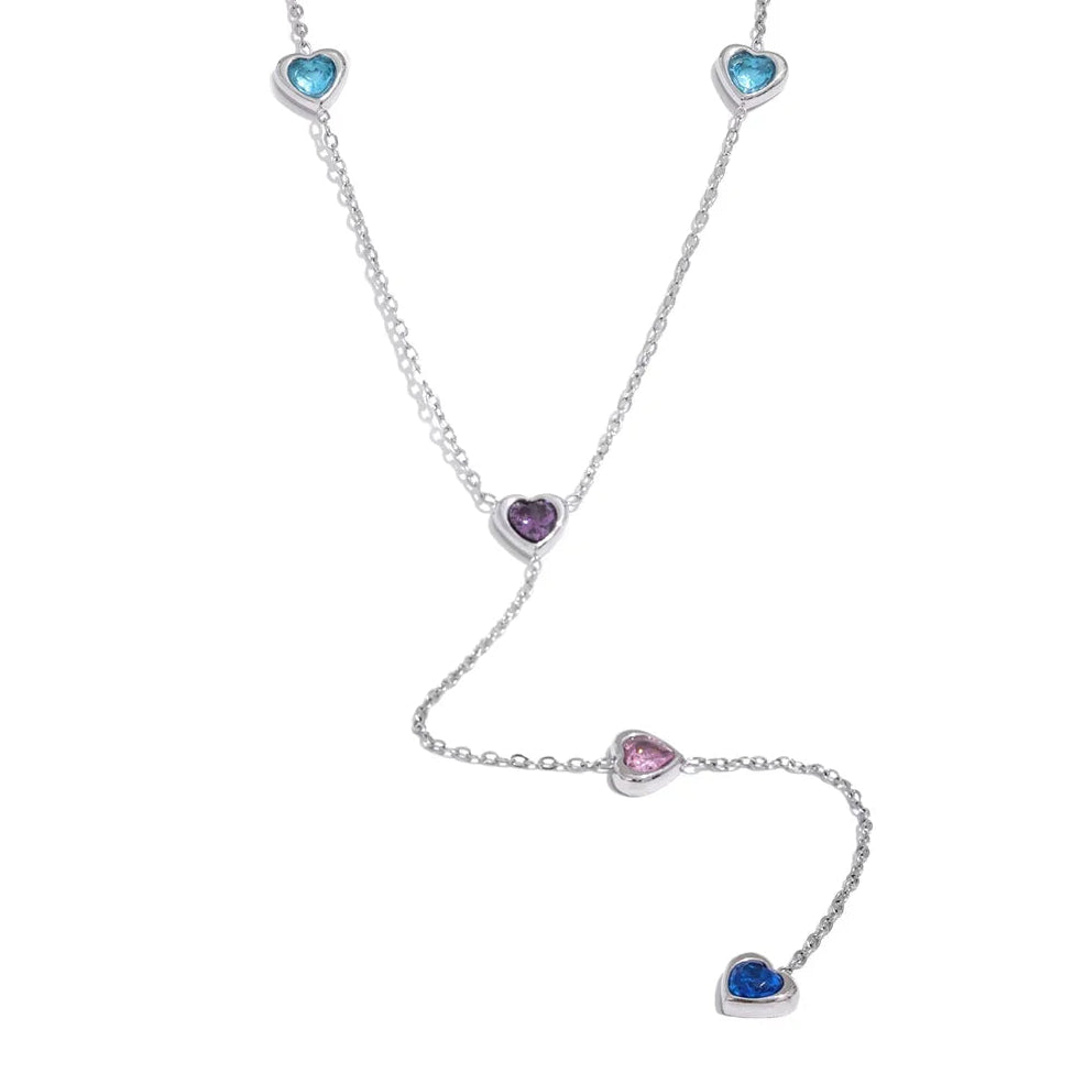 Isalene  Necklaces Silver Aurora Rainbow Heart Necklace