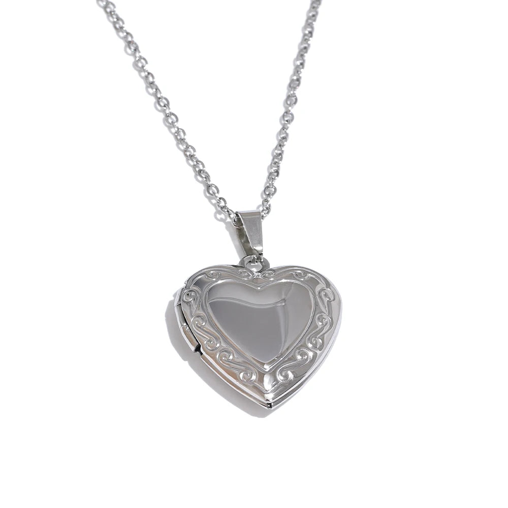 Isalene  Necklaces Silver Celeste Heart Locket Necklace