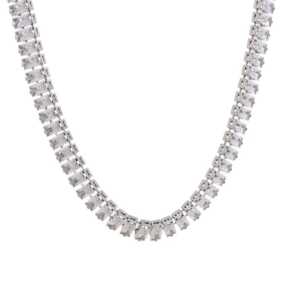 Isalene  Necklaces Silver Clear Sienna Tennis Necklace