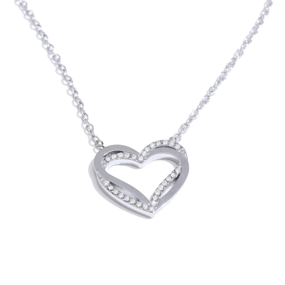 Isalene  Necklaces Silver Evera Open Heart Necklace