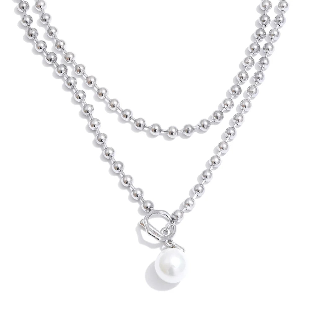 Isalene  Necklaces Silver Isabella Pearl Toggle Necklace