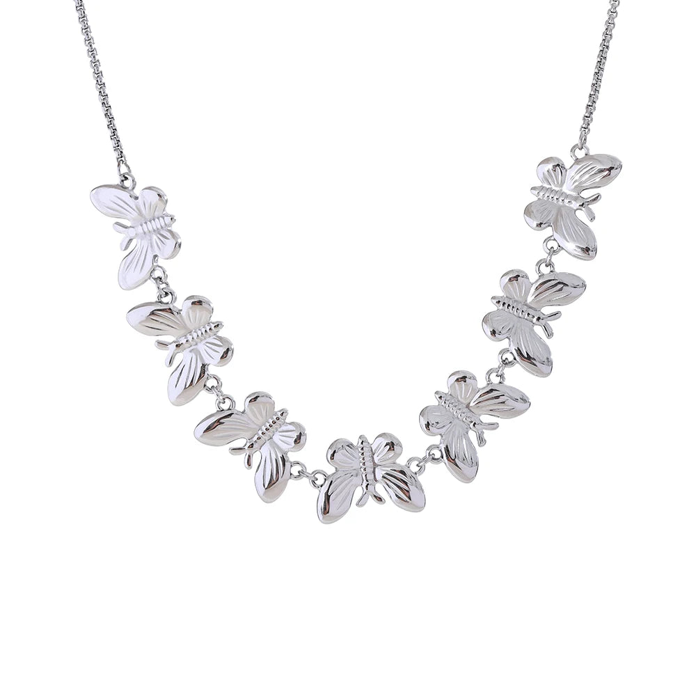 Isalene  Necklaces Silver Mariposa Charm Necklace