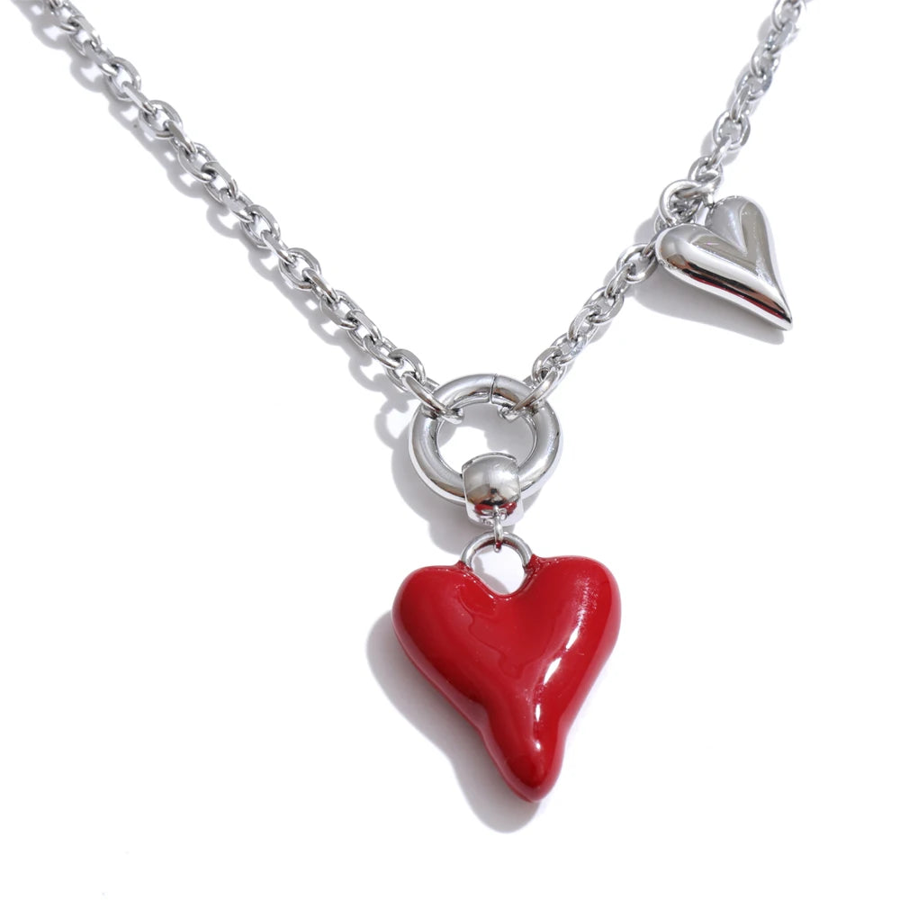 Isalene  Necklaces Silver Rosalie Heart Charm Necklace