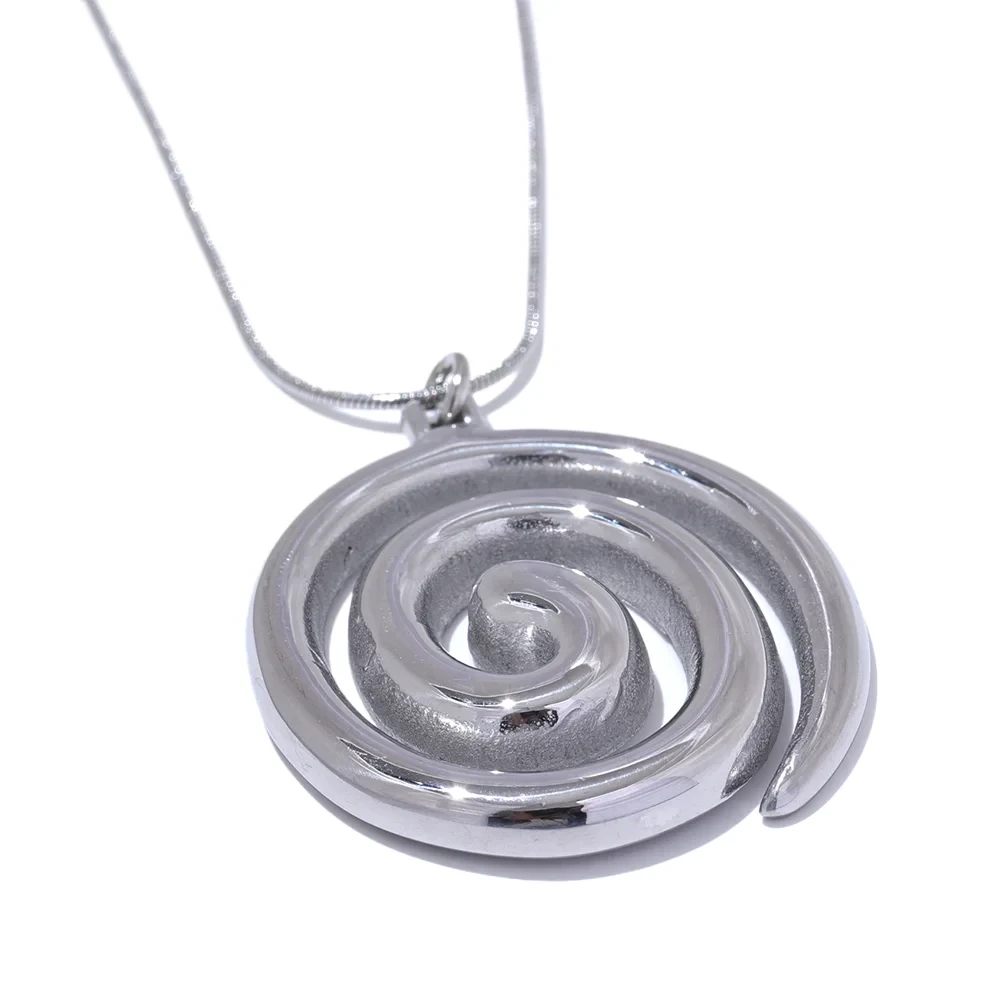 Isalene  Necklaces Silver Solara Spiral Pendant Necklace