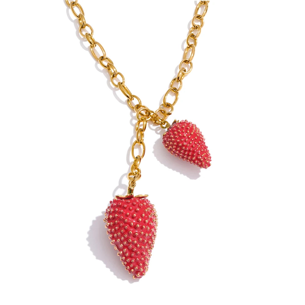 Isalene  Necklaces Strawberry Red Rosalie Charm Necklace