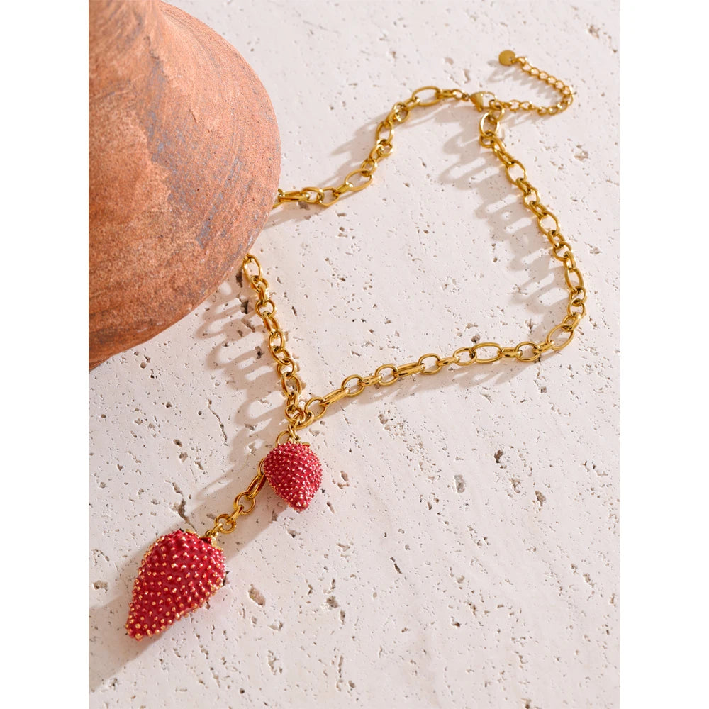 Isalene  Necklaces Strawberry Red Rosalie Charm Necklace