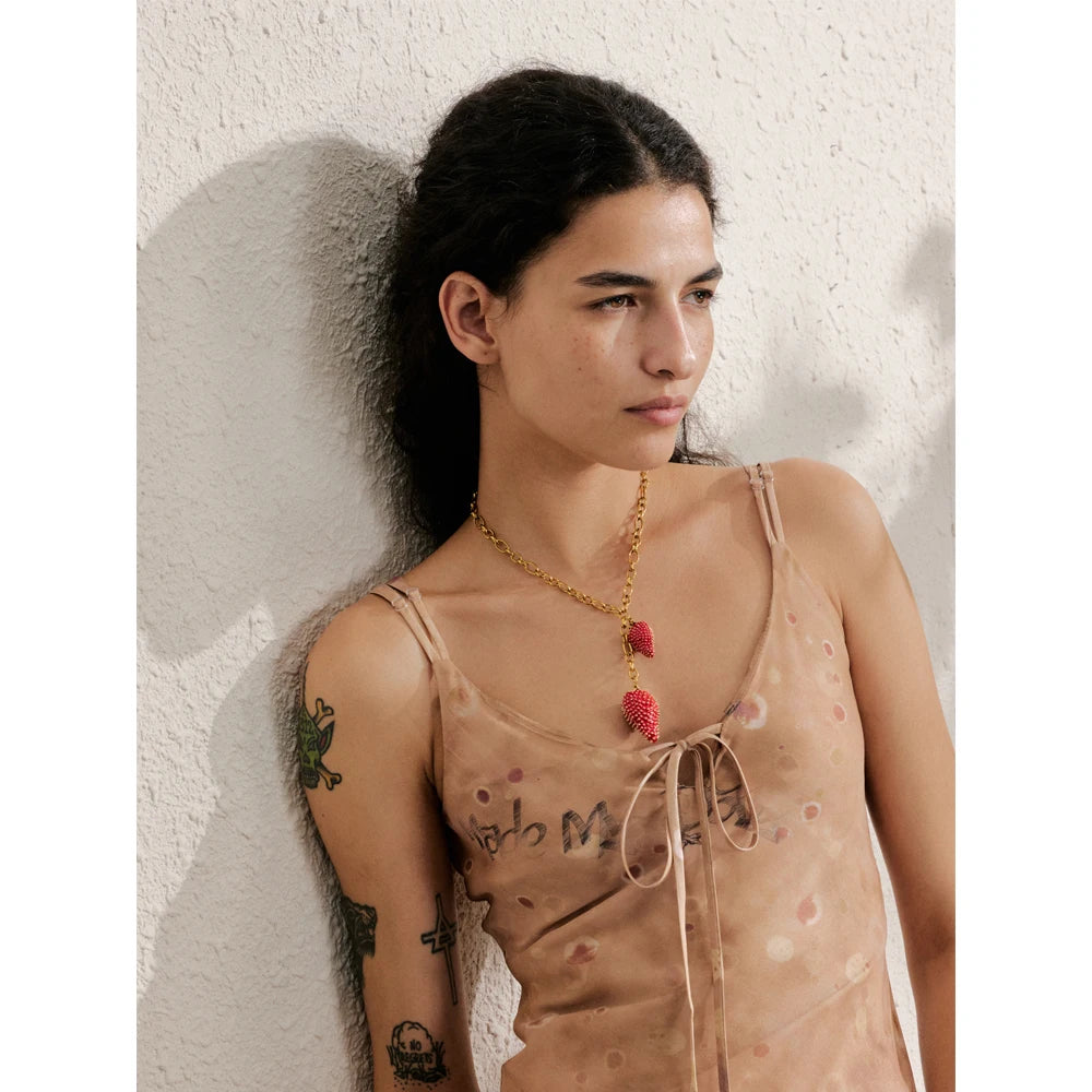 Isalene  Necklaces Strawberry Red Rosalie Charm Necklace
