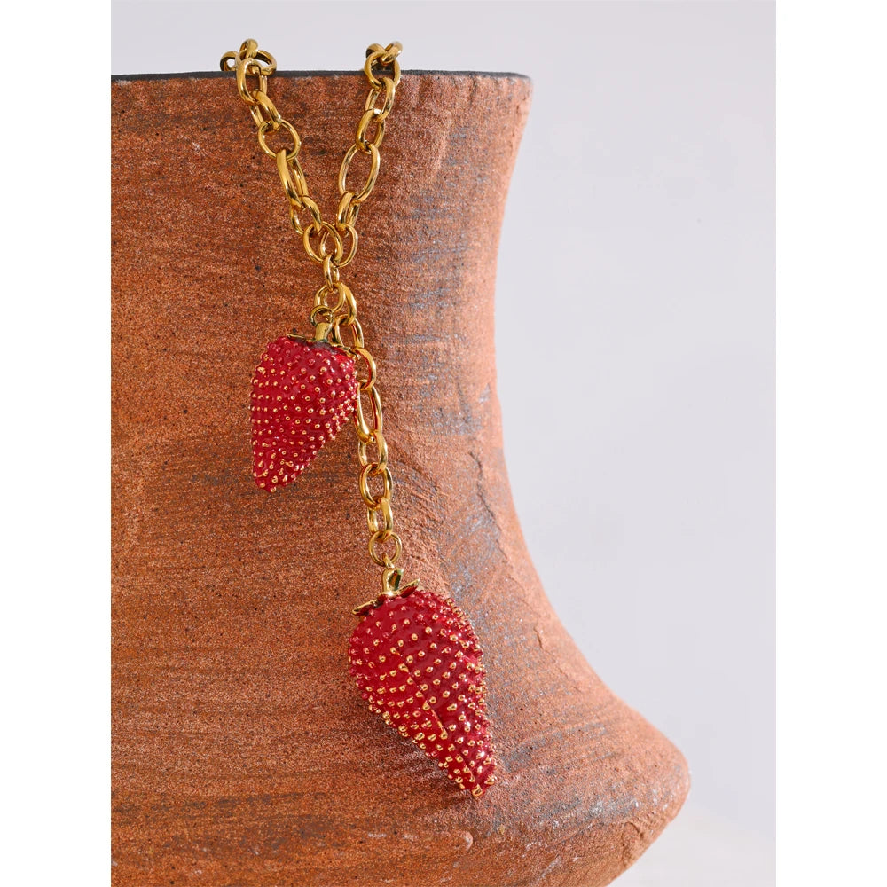 Isalene  Necklaces Strawberry Red Rosalie Charm Necklace