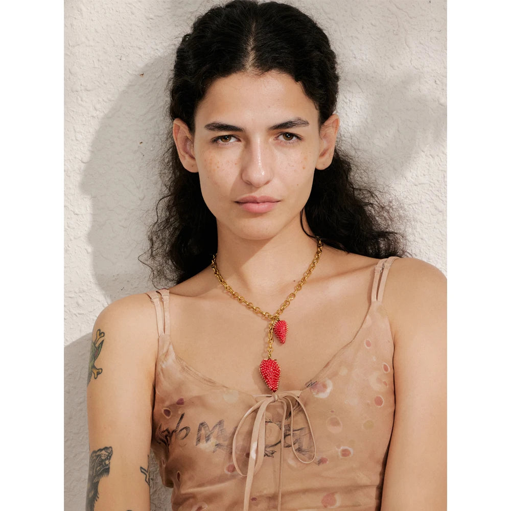 Isalene  Necklaces Strawberry Red Rosalie Charm Necklace