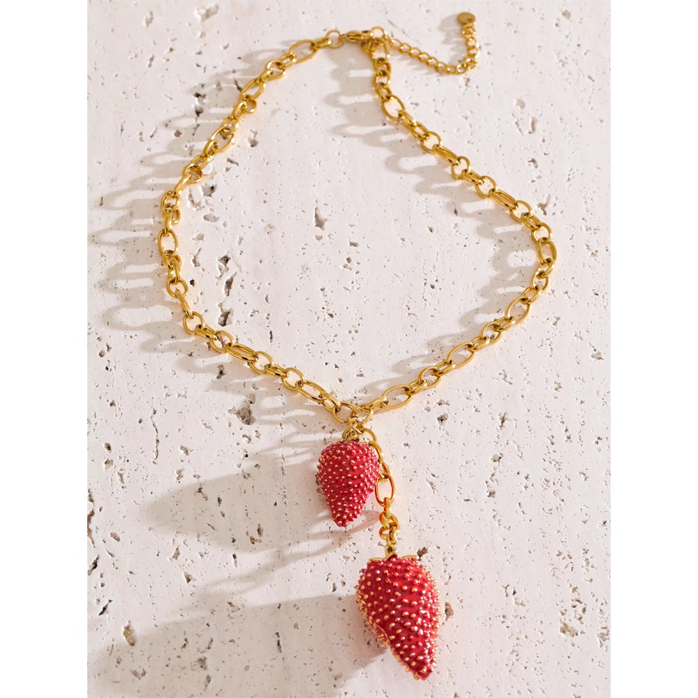 Isalene  Necklaces Strawberry Red Rosalie Charm Necklace