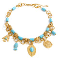 Isalene  Necklaces Turquoise Gold Santorini Charm Necklace