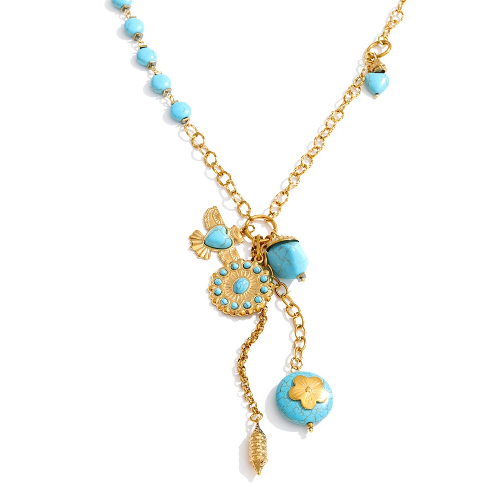 Isalene  Necklaces Turquoise Santorini Charm Necklace