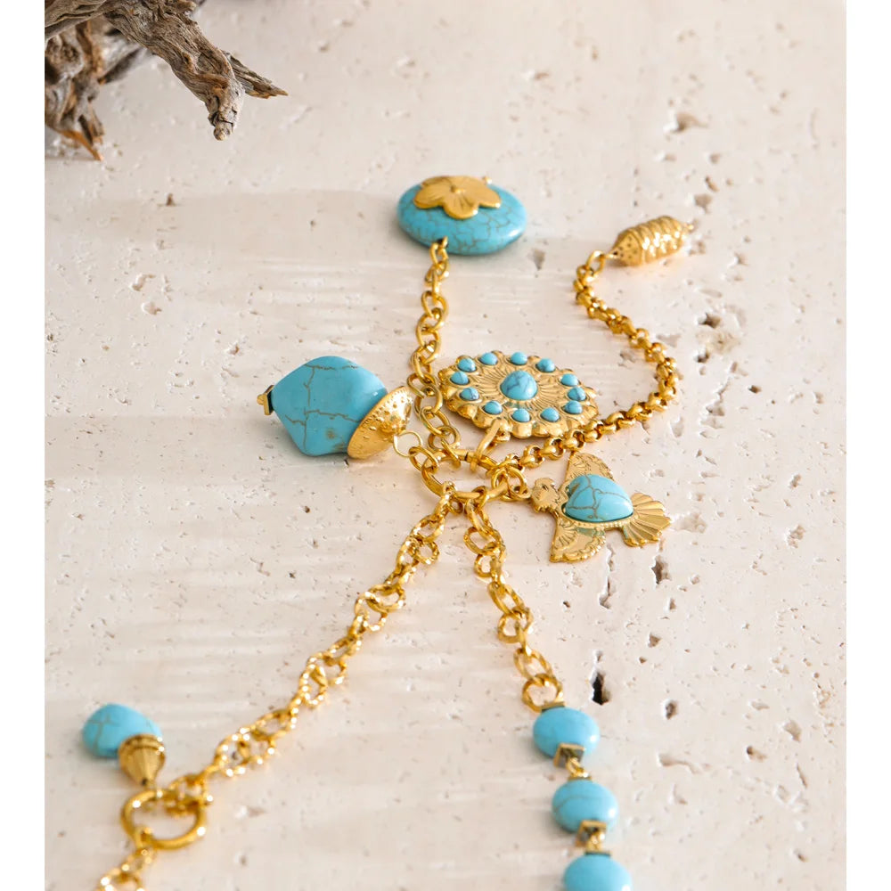 Isalene  Necklaces Turquoise Santorini Charm Necklace