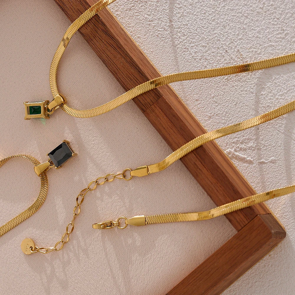 Isalene  Necklaces Vela Baguette Pendant Necklace
