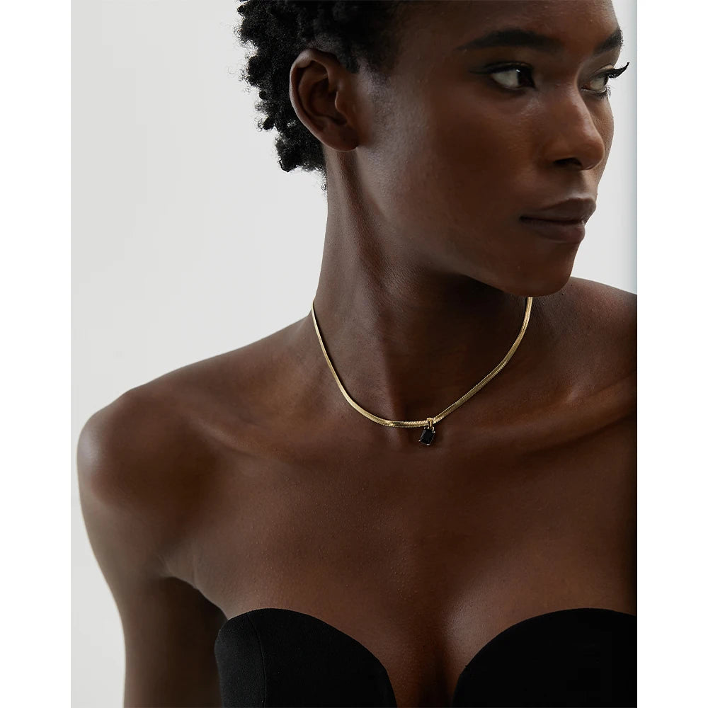 Isalene  Necklaces Vela Baguette Pendant Necklace
