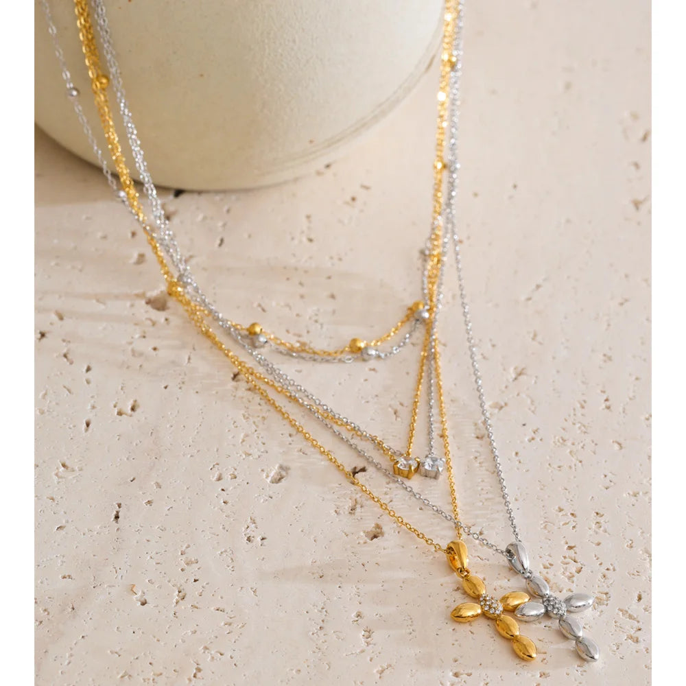 Isalene  Necklaces Vivienne Cross Layered Necklace