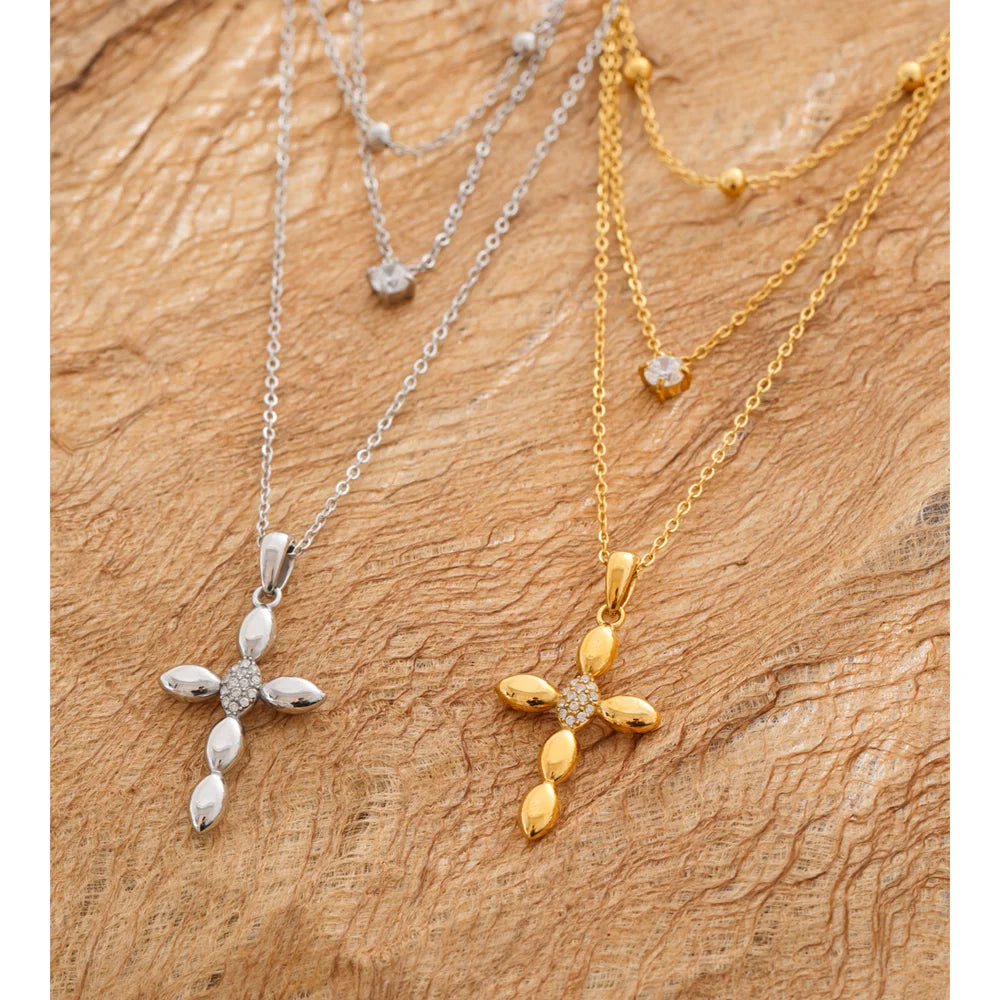 Isalene  Necklaces Vivienne Cross Layered Necklace