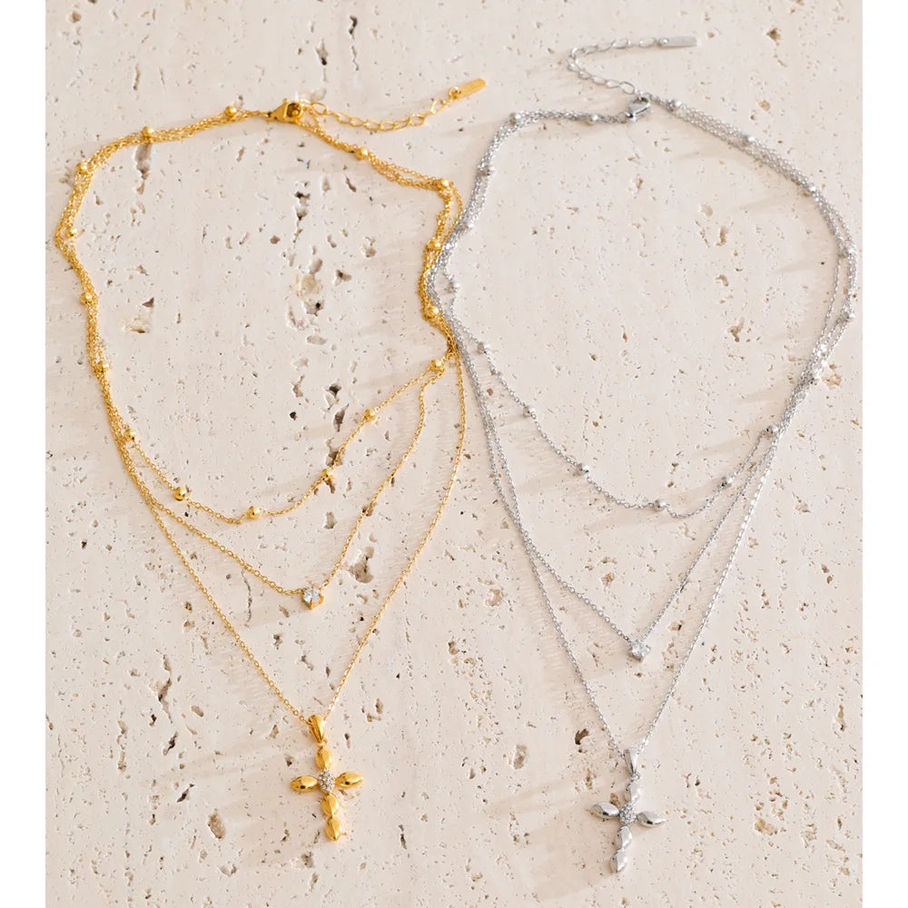 Isalene  Necklaces Vivienne Cross Layered Necklace