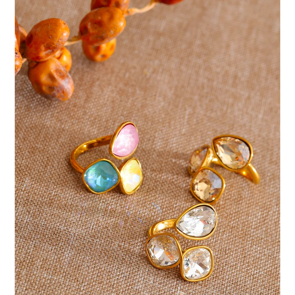Isalene  Ring Aurora Crystal Trio Ring