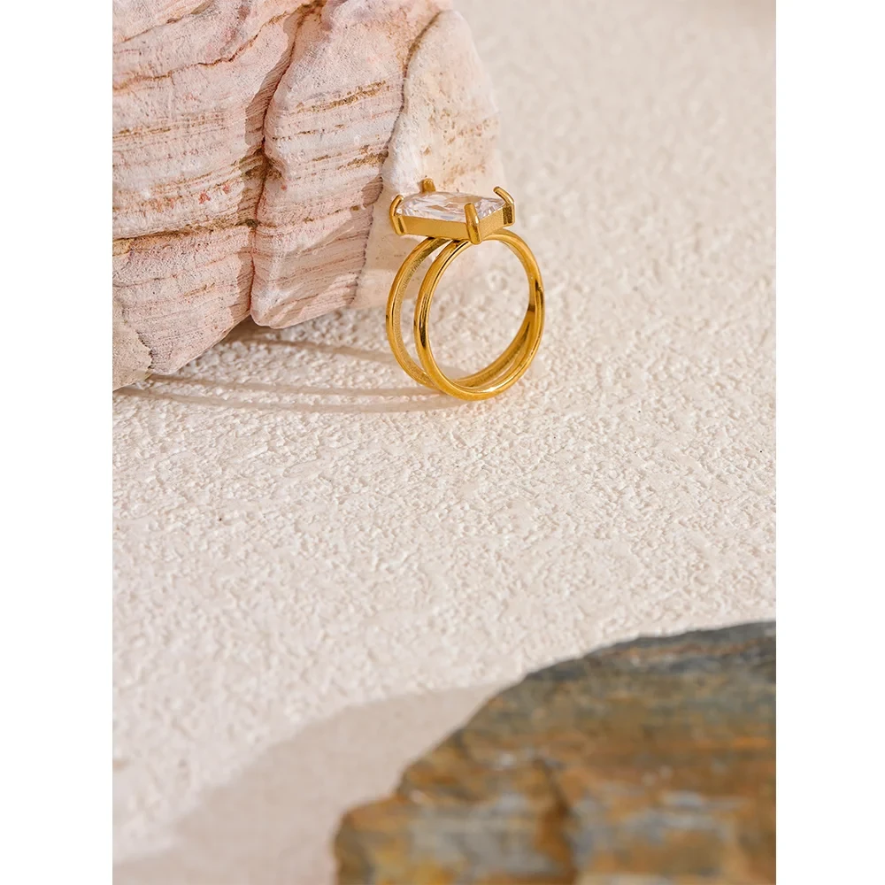 Isalene  Ring Aurora Emerald-Cut Statement Ring